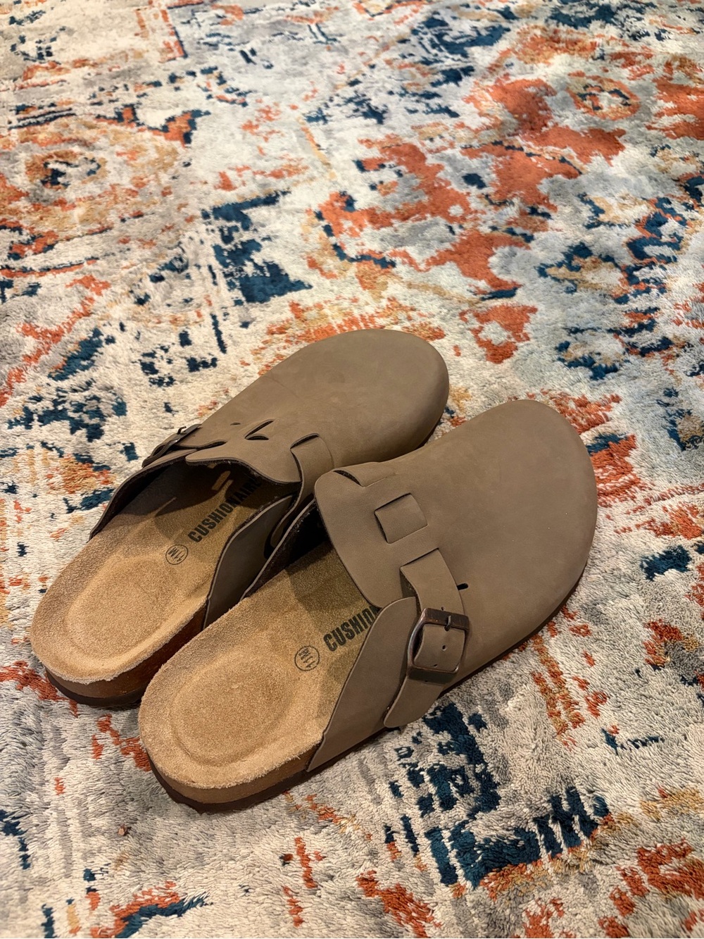 Women’s Tan Slip-On Clog with Adjustable Buckle and Cushioned Footbed